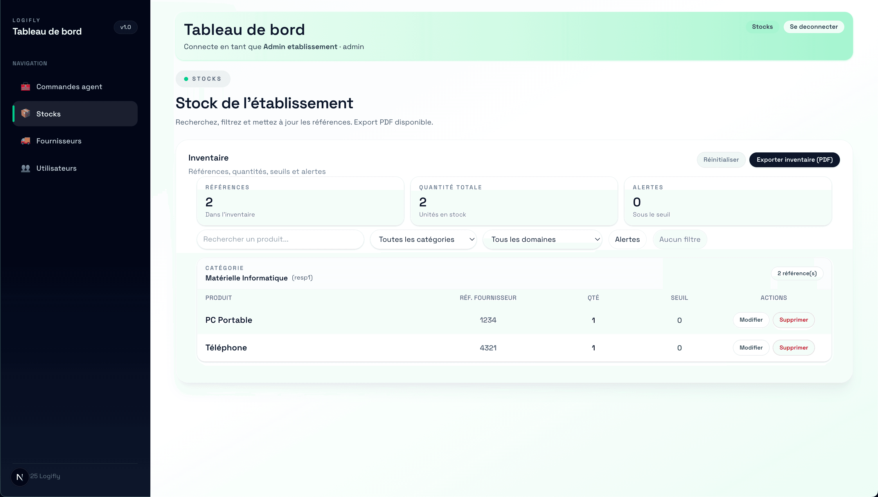 Gestion des produits et stocks